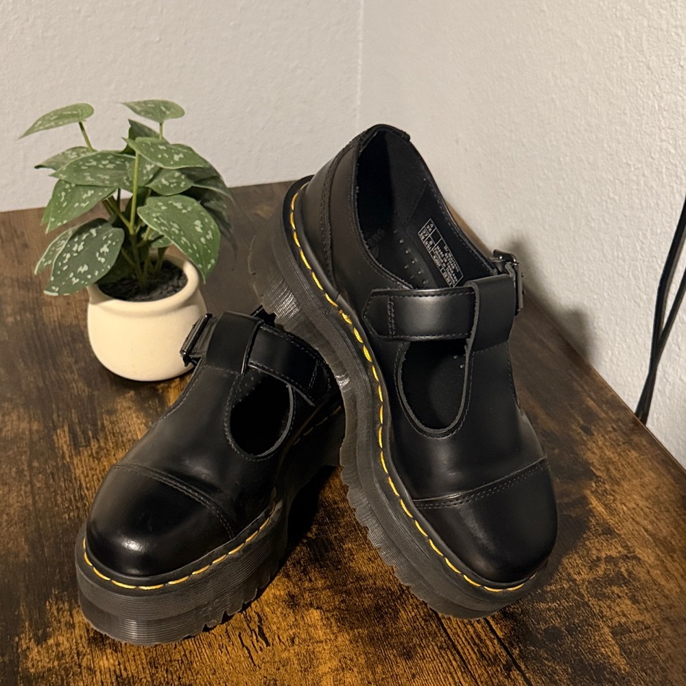 Dr. Martens Black Platform T-Bar Shoes